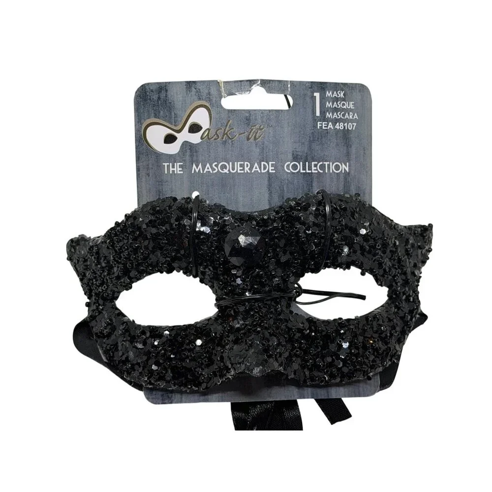 NEW Mask-It Masquerade Sequin‎ Rhinestone Eye Mask Party Costume Mask Festive